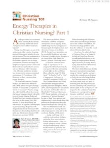 Energy Therapies in Christian Nursing - Part 1